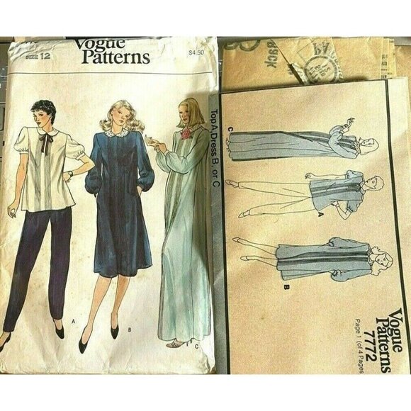 Sewing Pattern Vogue 7772 Maternity Misses Top or Dress Size 12 Bust 34 Uncut VG - Picture 3 of 6